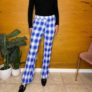 Source unknown blue and white checkered flowy pants